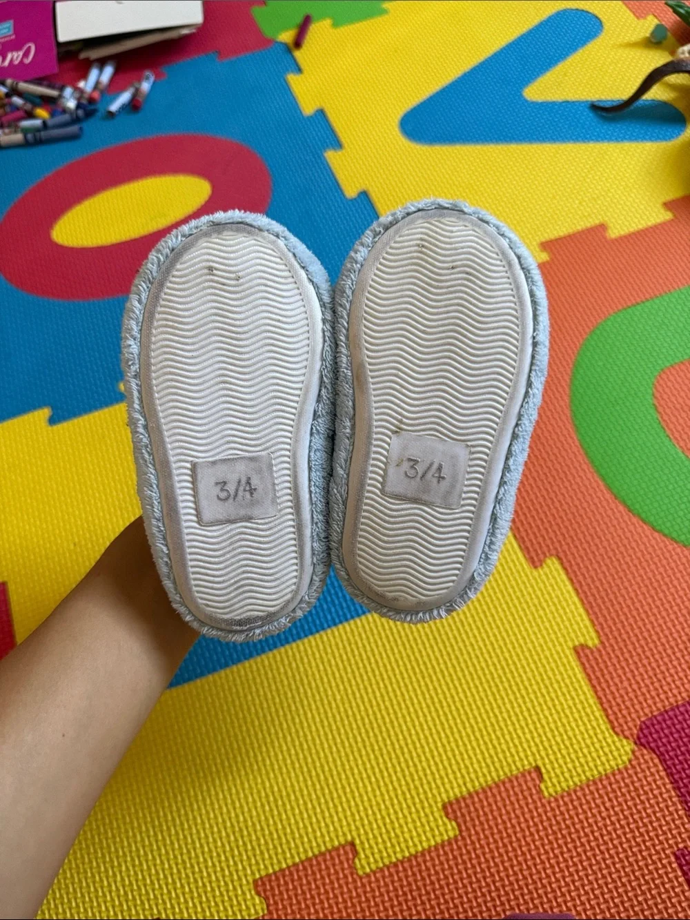 Kids Plush Football Slippers - Light Blue